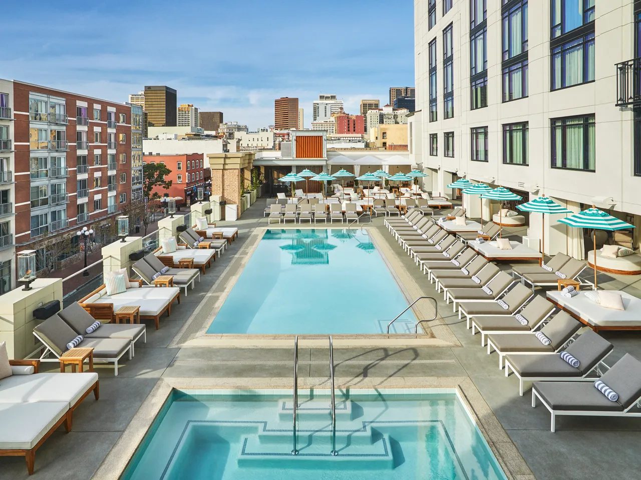 A rooftop pool in San Diego's Gaslamp Quarter